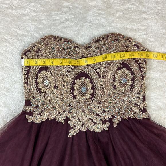 City studio baroque gold & rhinestone tulle corset cocktail party dress, size 3 - Picture 6 of 11